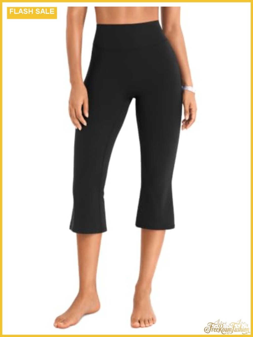 High Waist Capri Yoga Pants Ruched Booty Flare Leg Nylon Spandex